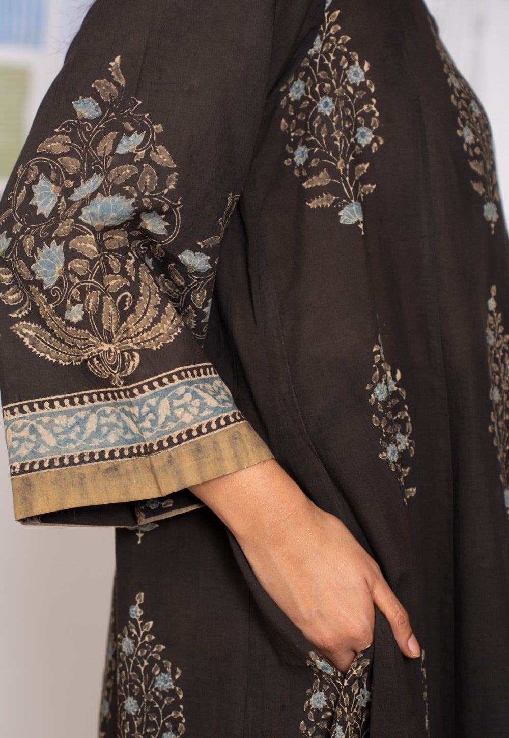 Prisha Black Ajrakh Cotton kali Kurta