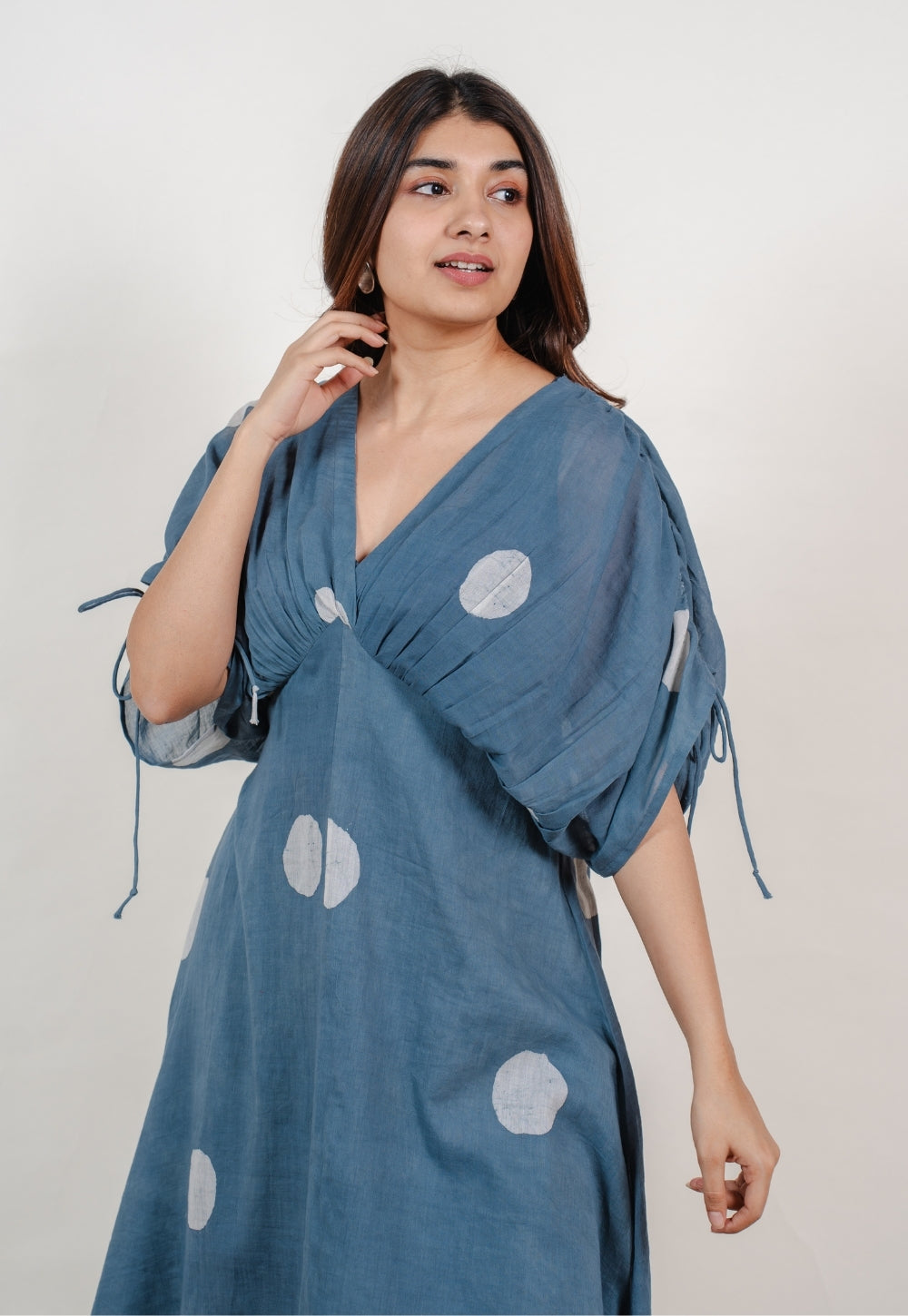 Shifa Blue Batik MulMul A Line Dress