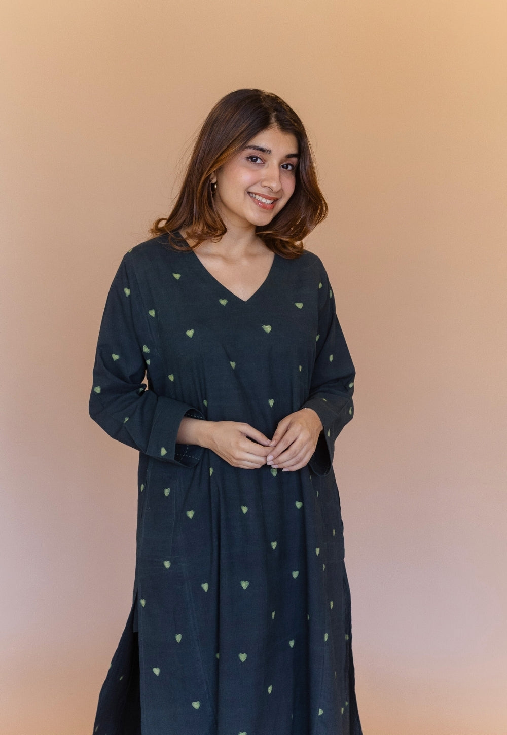 Ritika Green Dabu Cotton Jhabbha Kali Kurta