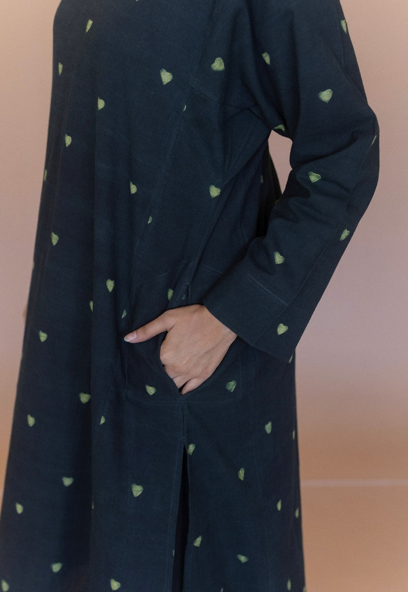 Ritika Green Dabu Cotton Jhabbha Kali Kurta