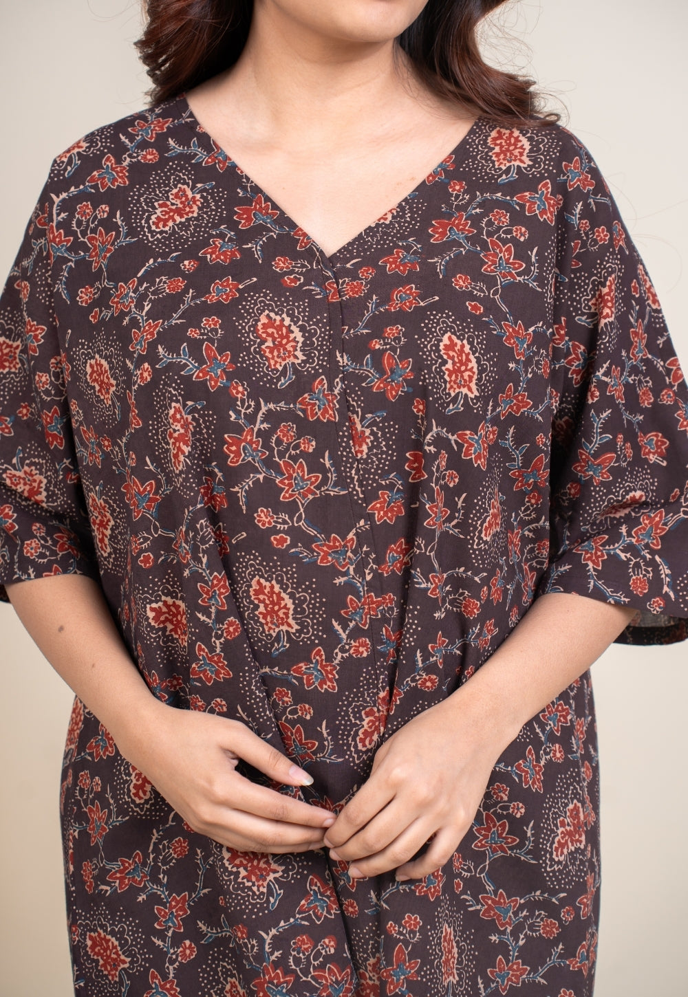 Anshika Red Ajrakh Cotton Anti-Fit Short Top