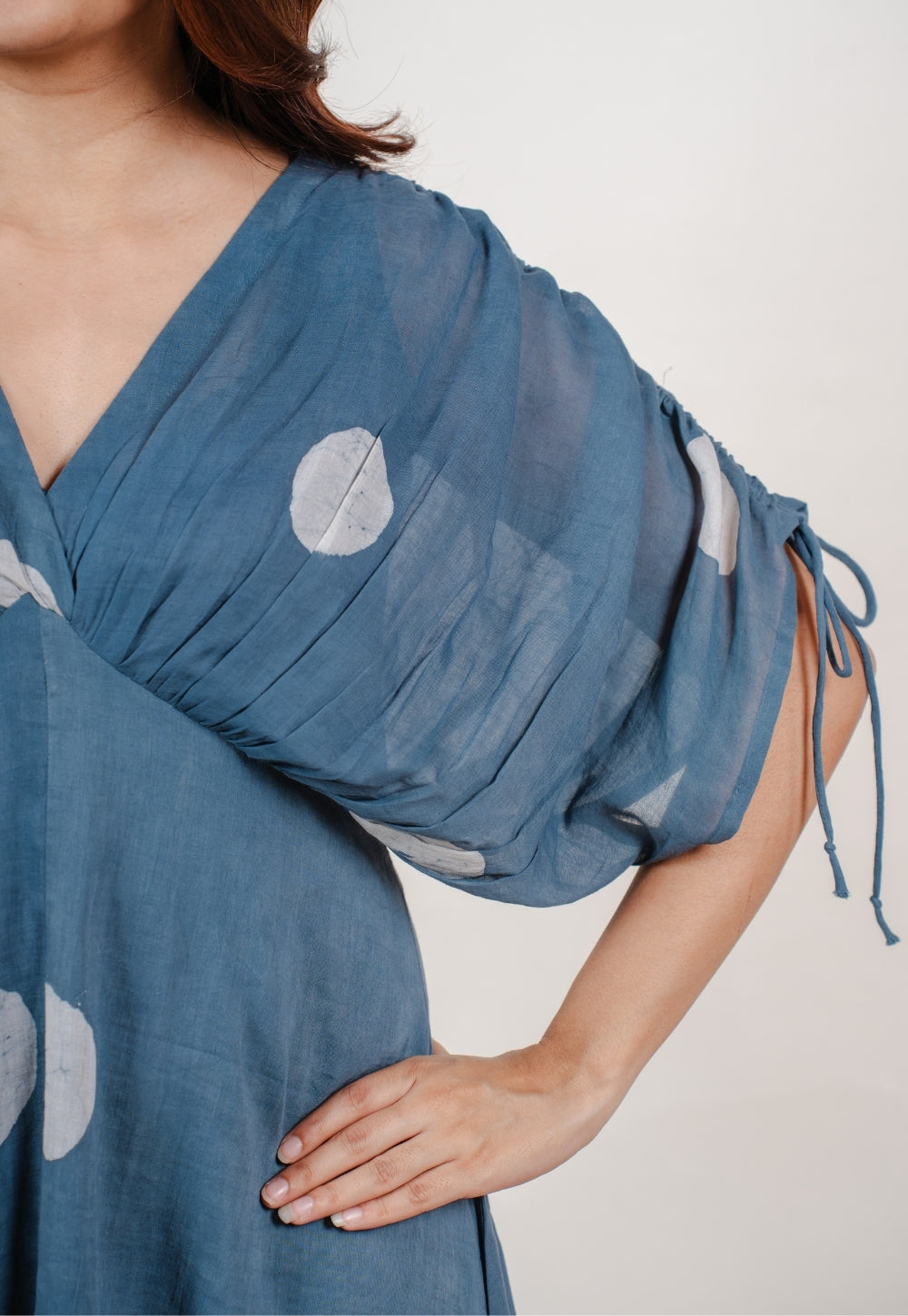 Shifa Blue Batik MulMul A Line Dress