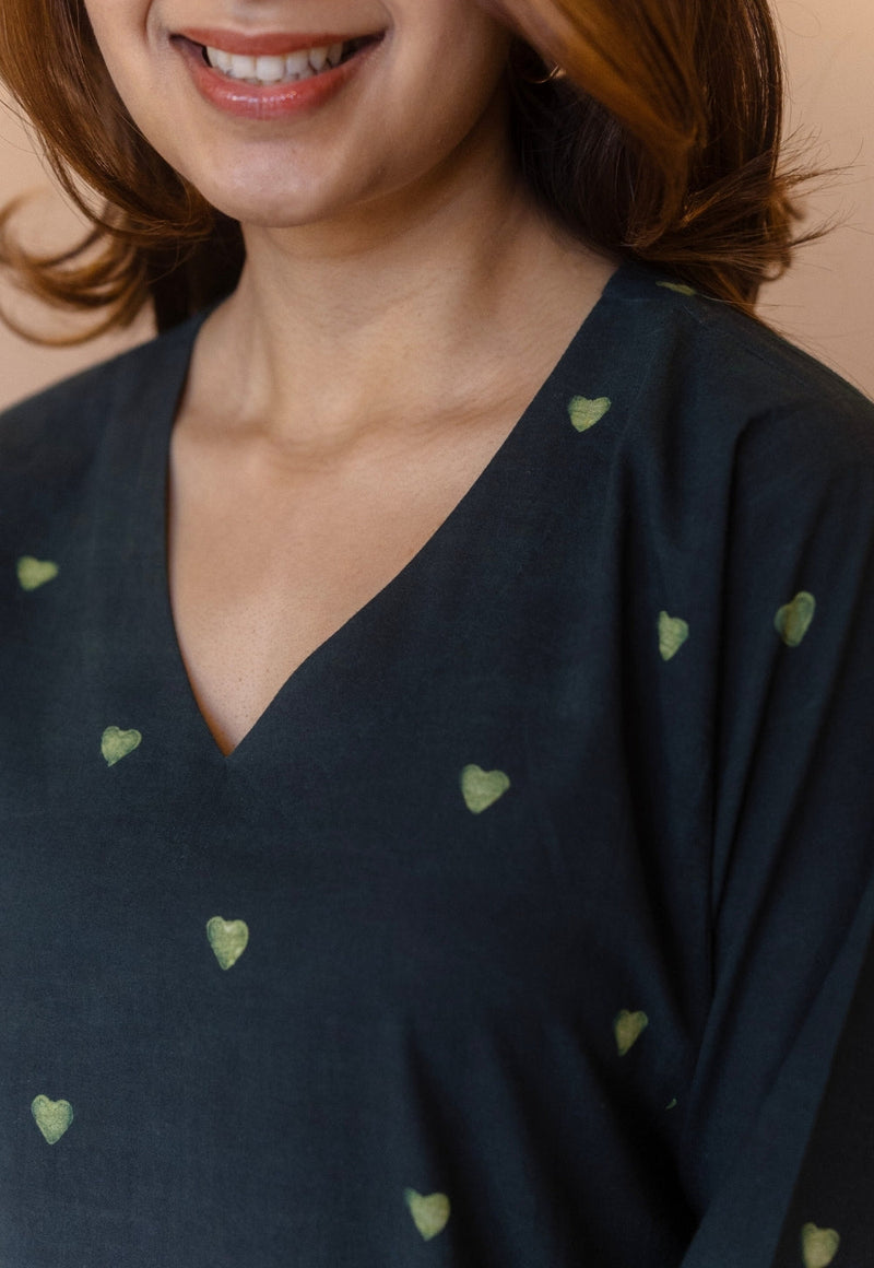 Ritika Green Dabu Cotton Jhabbha Kali Kurta