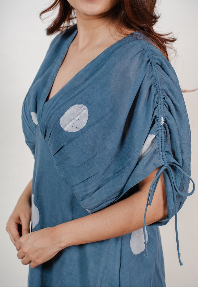 Shifa Blue Batik MulMul A Line Dress