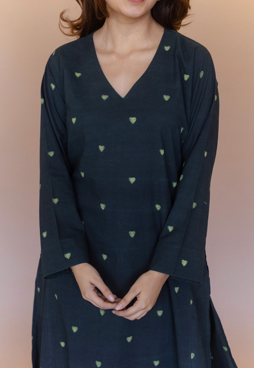 Ritika Green Dabu Cotton Jhabbha Kali Kurta