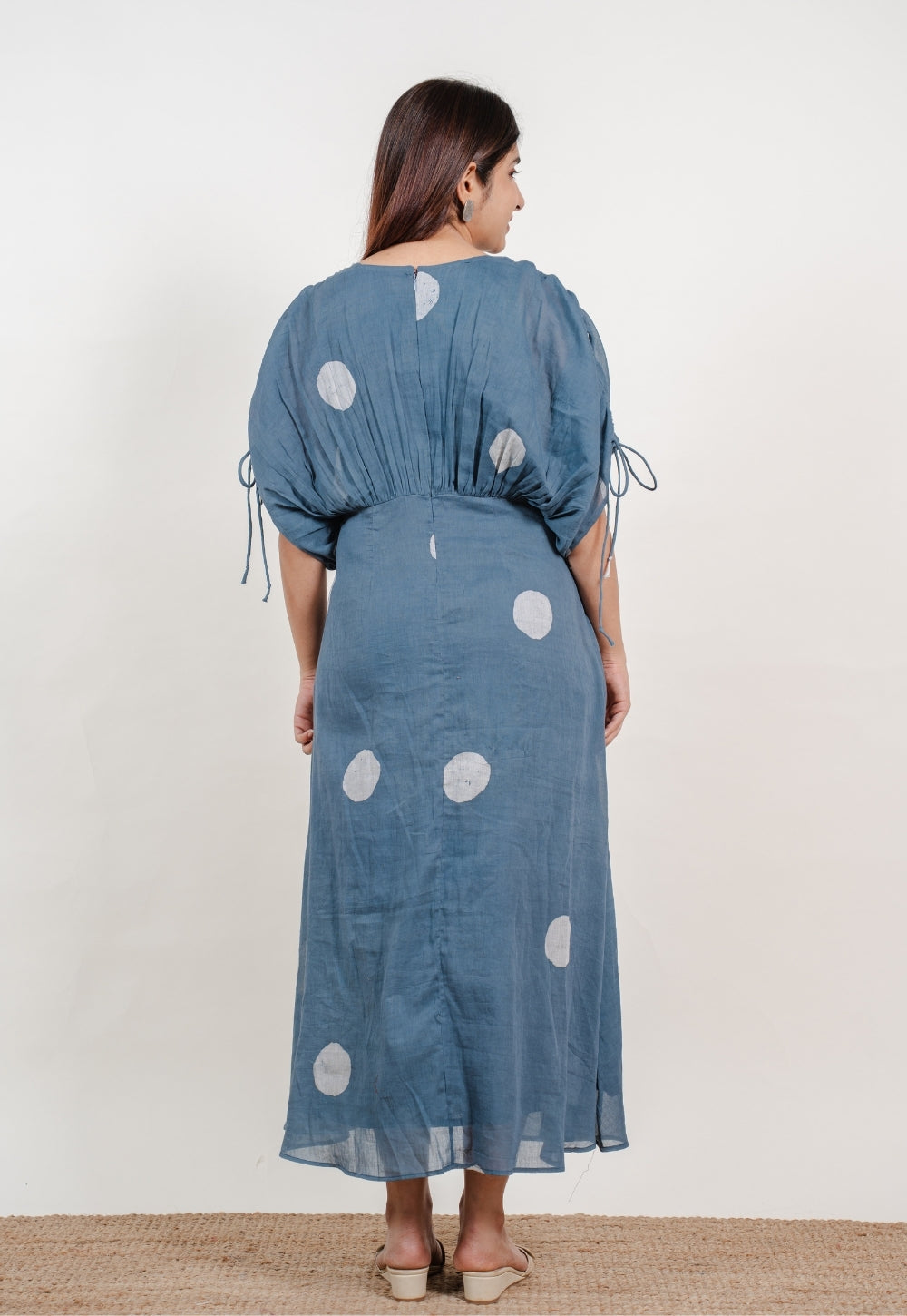 Shifa Blue Batik MulMul A Line Dress