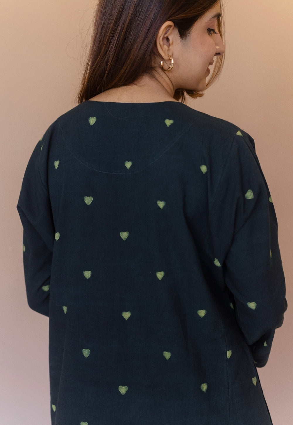 Ritika Green Dabu Cotton Jhabbha Kali Kurta