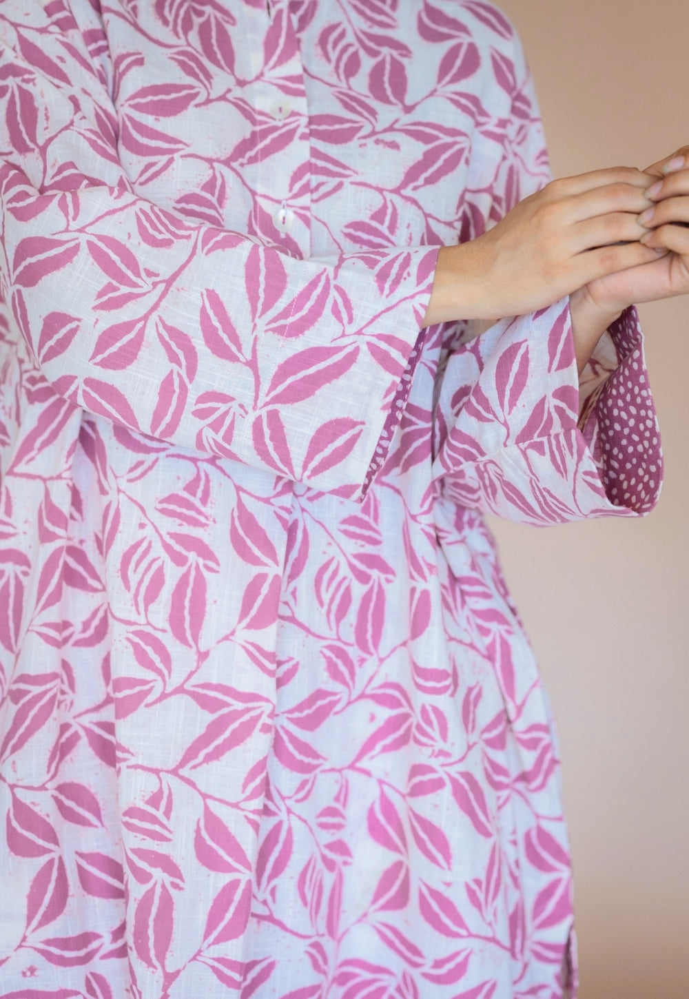 Ayaat Pink Hand Block Print Slub Cotton Straight Kurta