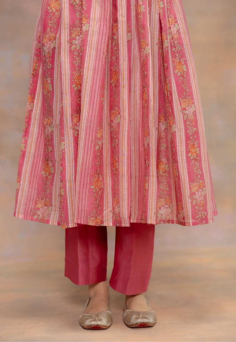 Prita Pink Solid Cotton Satin Narrow Pant
