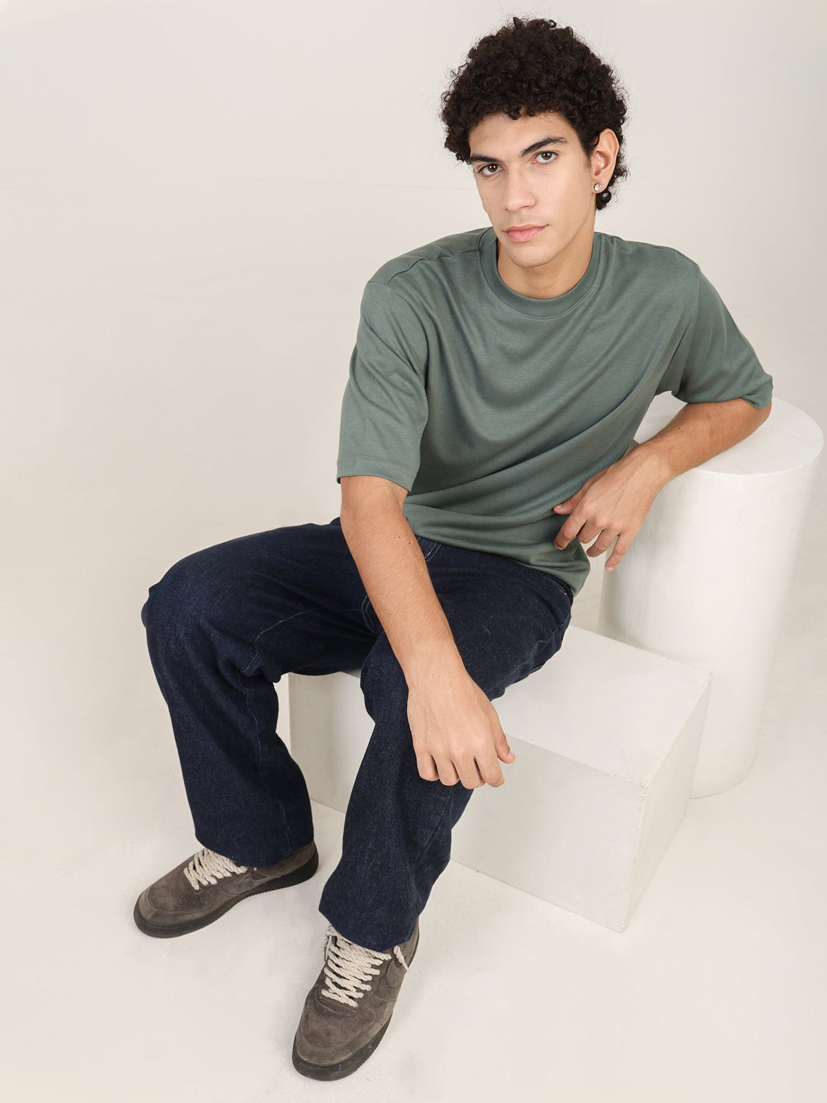 Naturefab Men's Organic Bamboo Oversize Tshirt Granite Green-1