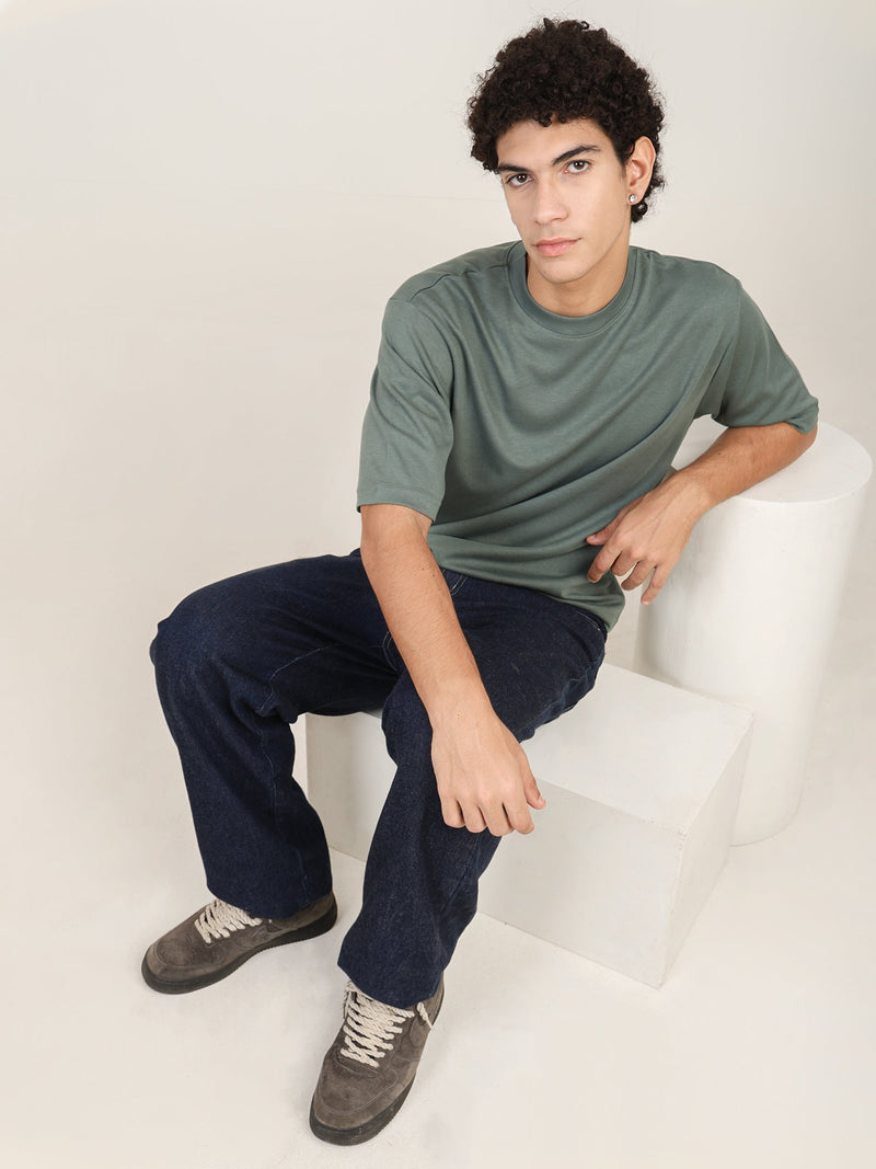 Naturefab Men's Organic Bamboo Oversize Tshirt Granite Green-1