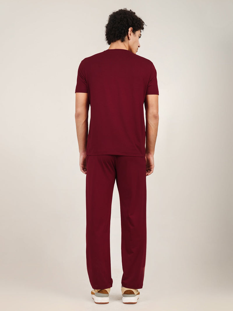 Naturefab Men's Organic Bamboo Pajama Co-ord Deep Red-6
