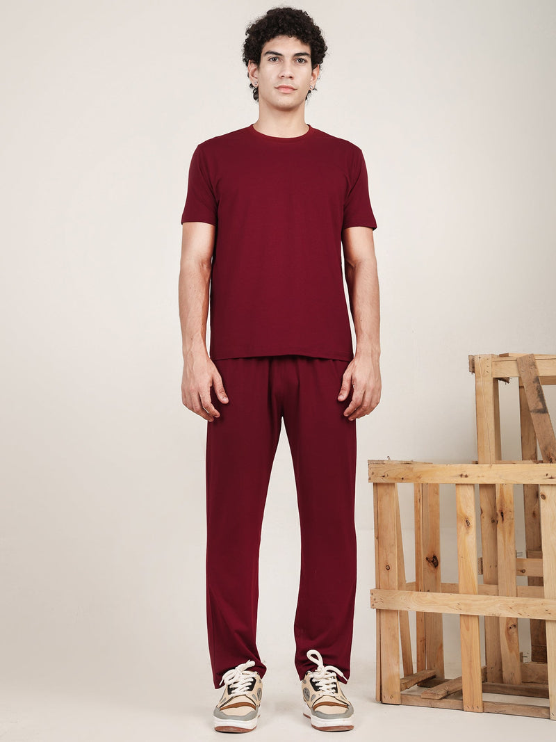 Naturefab Men's Organic Bamboo Pajama Co-ord Deep Red-2