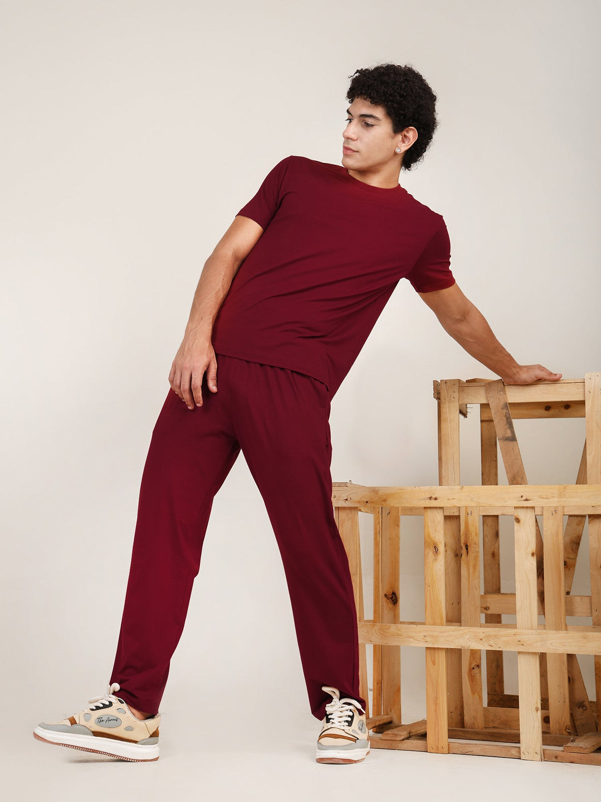 Naturefab Men's Organic Bamboo Pajama Co-ord Deep Red-1