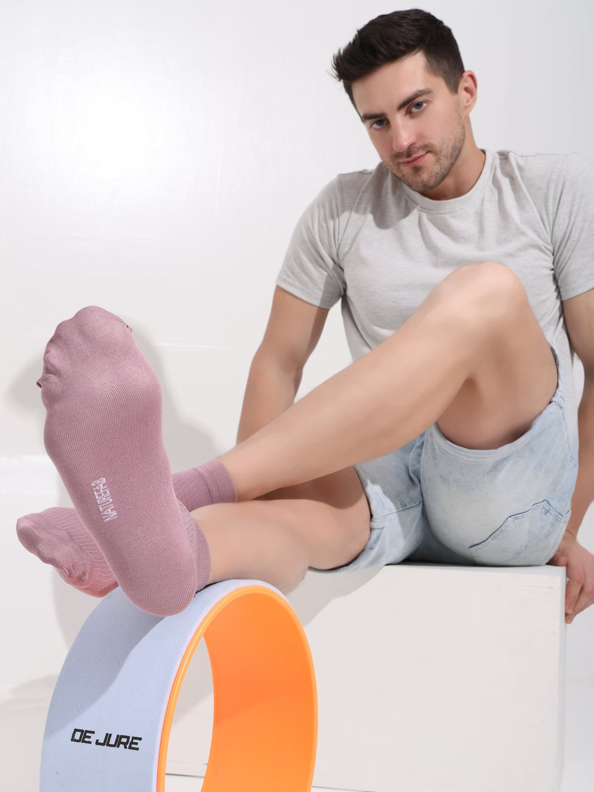 Naturefab Men's Bamboo Ankle Length socks Lilac Chalk (Pack of 3)-4