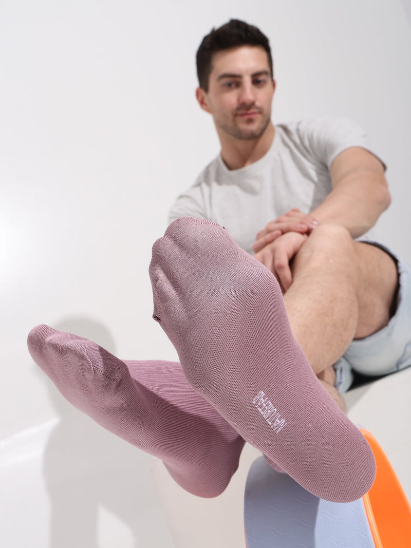Naturefab Men's Bamboo Ankle Length socks Lilac Chalk (Pack of 3)-5
