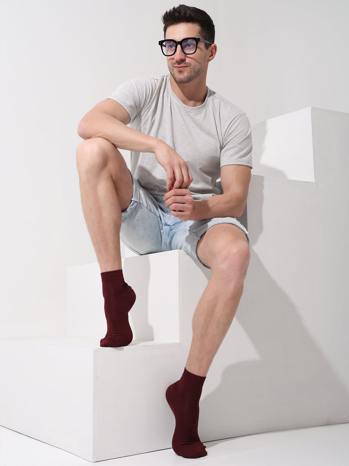 Naturefab Men's Bamboo Ankle Length socks Dark Cherry-5