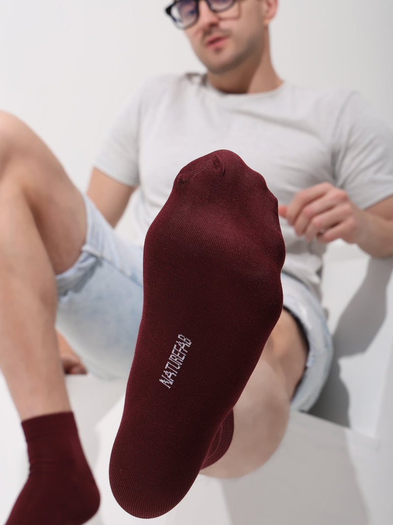 Naturefab Men's Bamboo Ankle Length socks Dark Cherry (Pack of 3)-4