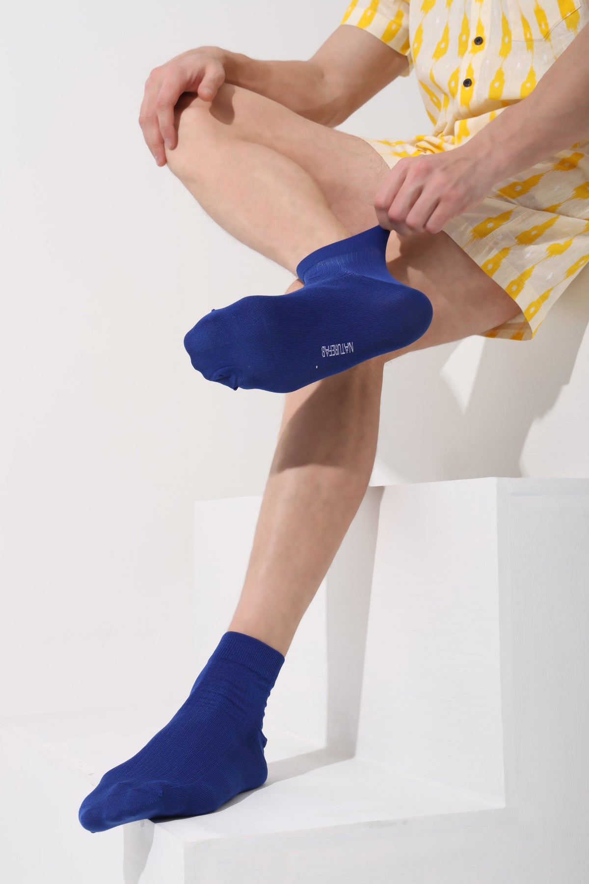 Naturefab Men's Bamboo Ankle Length socks Lazuli Blue (Pack of 3)-4