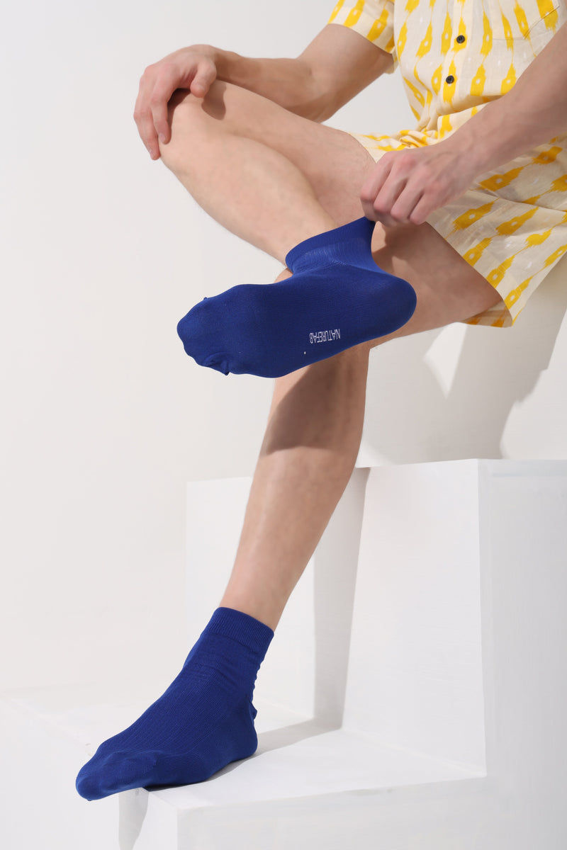 Naturefab Men's Bamboo Ankle Length socks Lazuli Blue (Pack of 3)-4