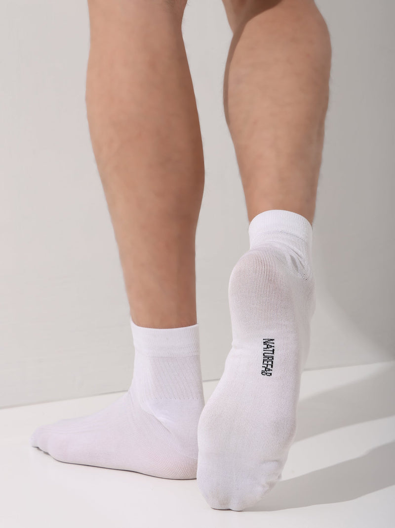 Naturefab Men's Bamboo Ankle Length socks White-3