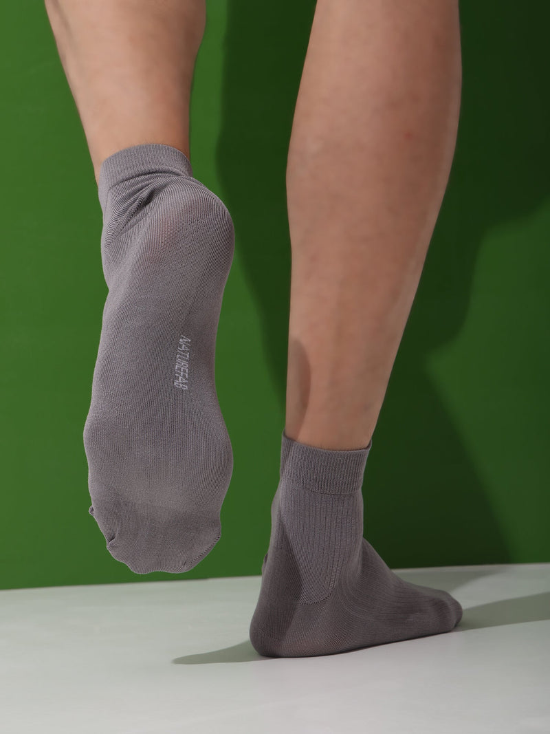 Naturefab Men's Bamboo Ankle Length socks Zinc (Pack of 3)-3