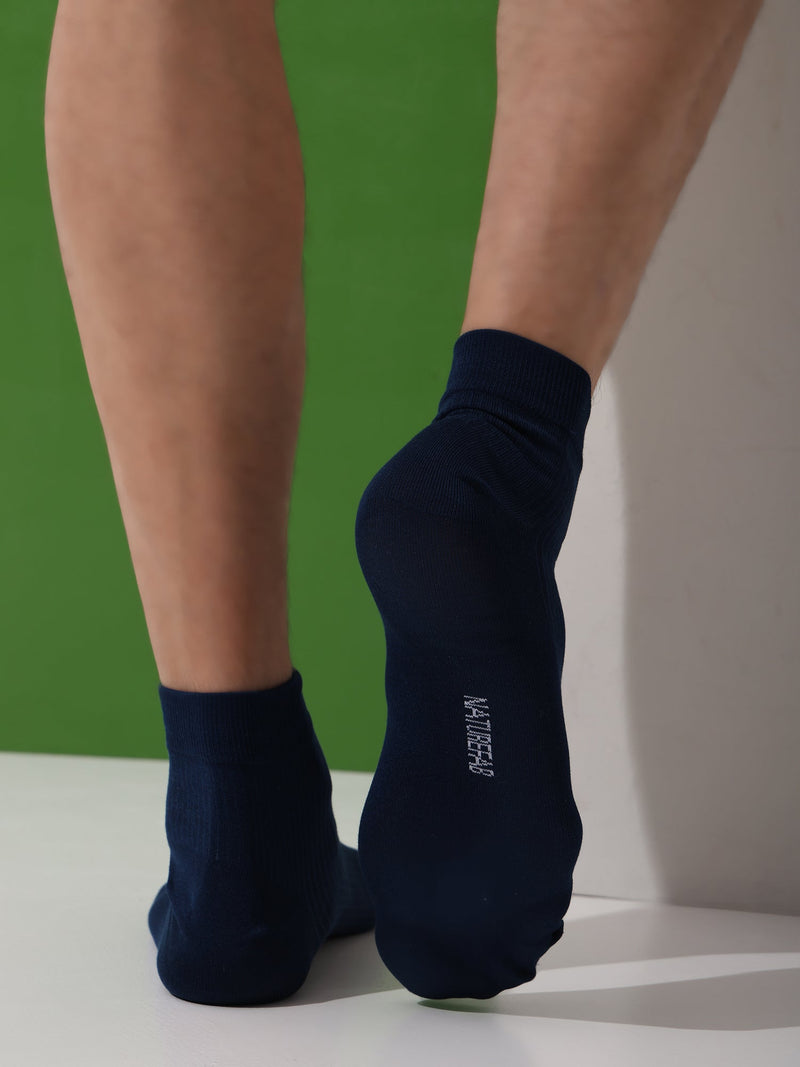 Naturefab Men's Bamboo Ankle Length socks French Navy (Pack of 3)-4