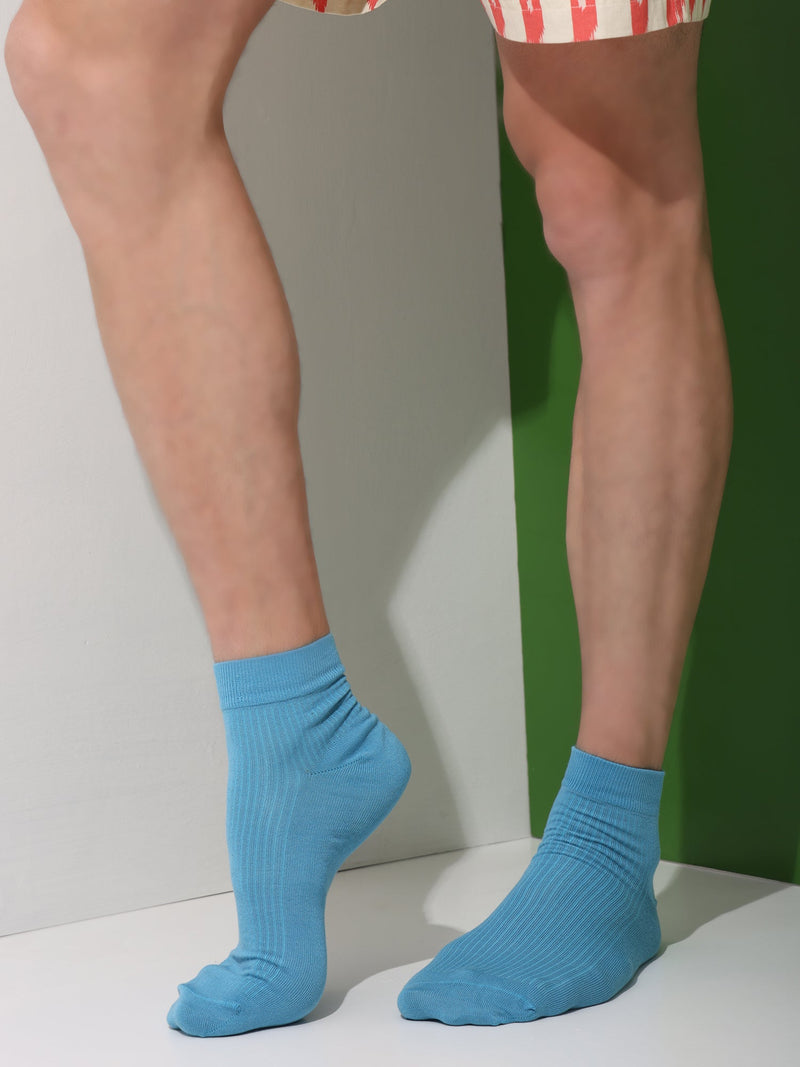 Naturefab Men's Bamboo Ankle Length socks Arctic Blue (Pack of 3)-2