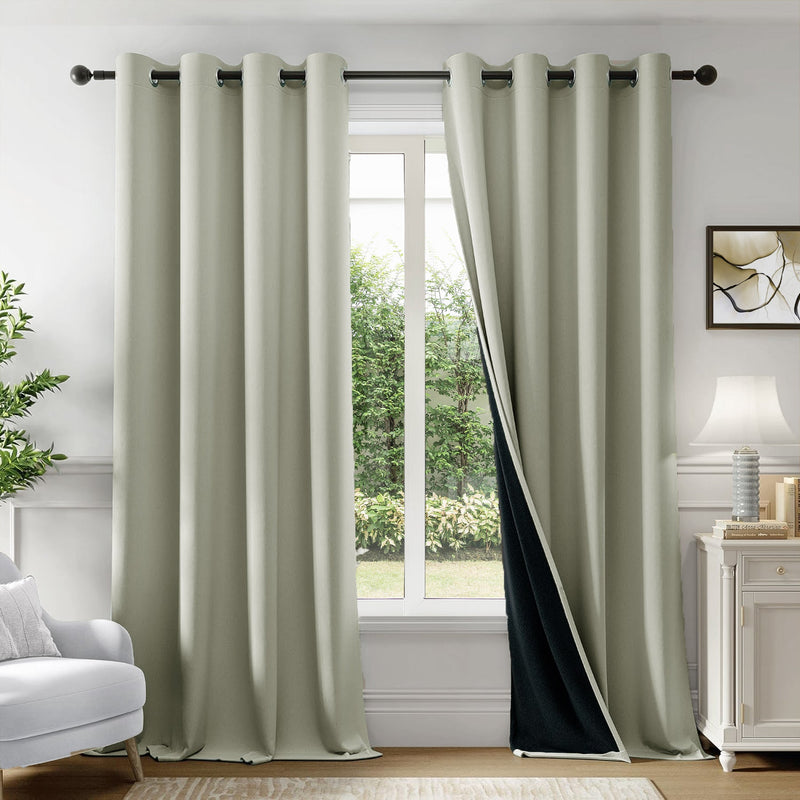 Fort Essential - Black Backing Blackout Curtain (Off White)-1