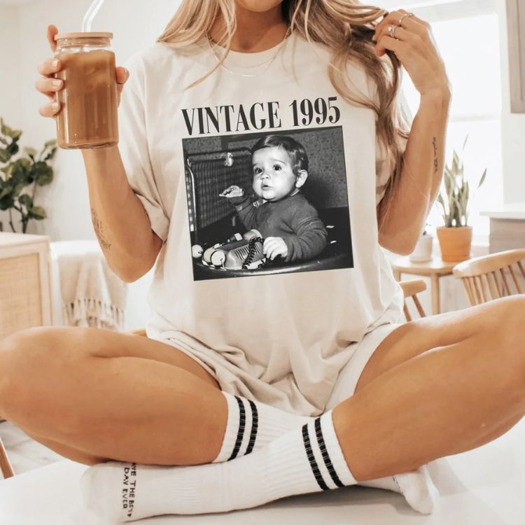 Vintage Custom Photo & Year Unisex T-Shirt-4