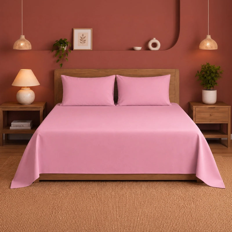 Fort Nightingale - Solid Bedsheet (Pink)-1