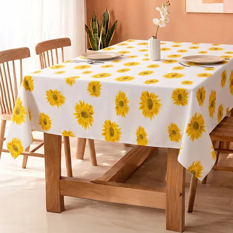 Cotton Sun Flower Print Dining Table Cover (Multicolor)-1
