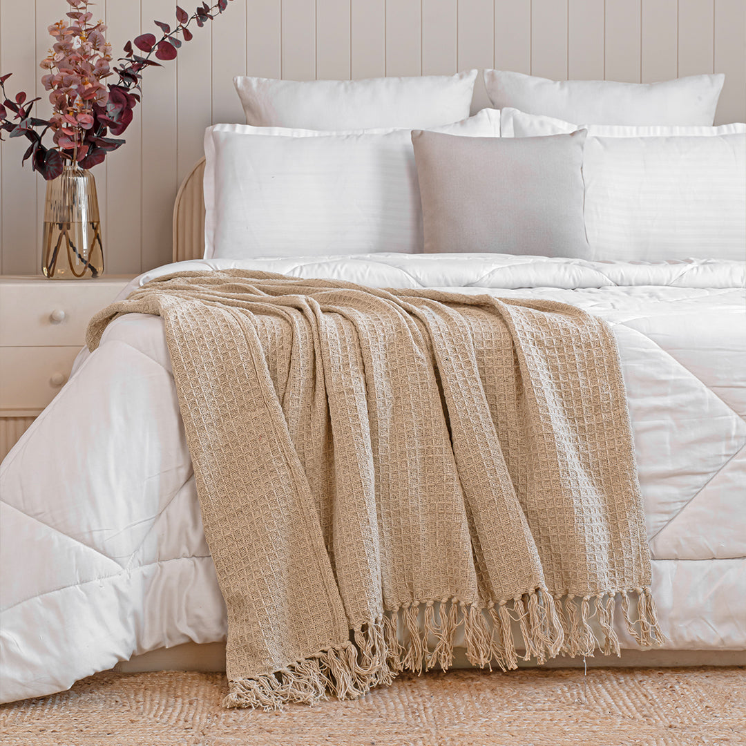 Beige - Waffle Throw-1