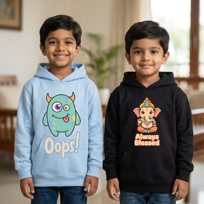 Set of 2 Happy Vibes Kids Hoodie Combo-1