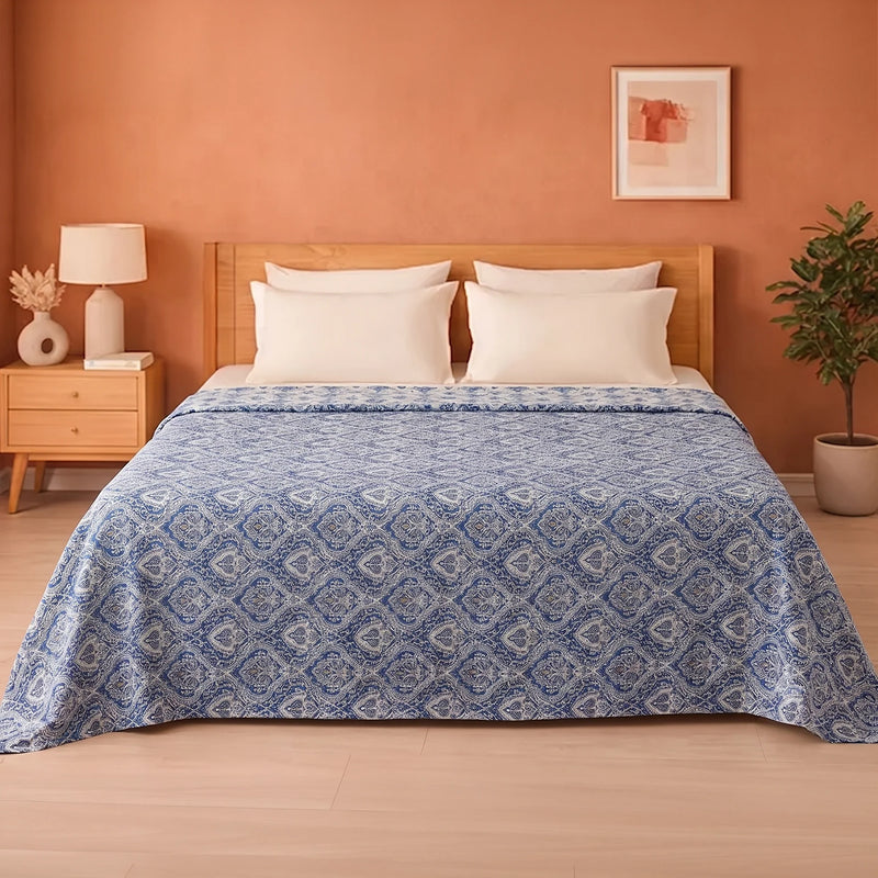 Imprimer Haze - Printed Dohar (Blue & White)-1