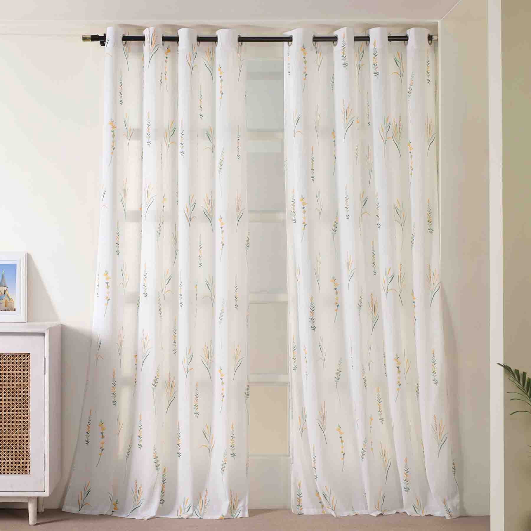 Imprimer Leafscape - Printed Eyelet Sheer Curtain