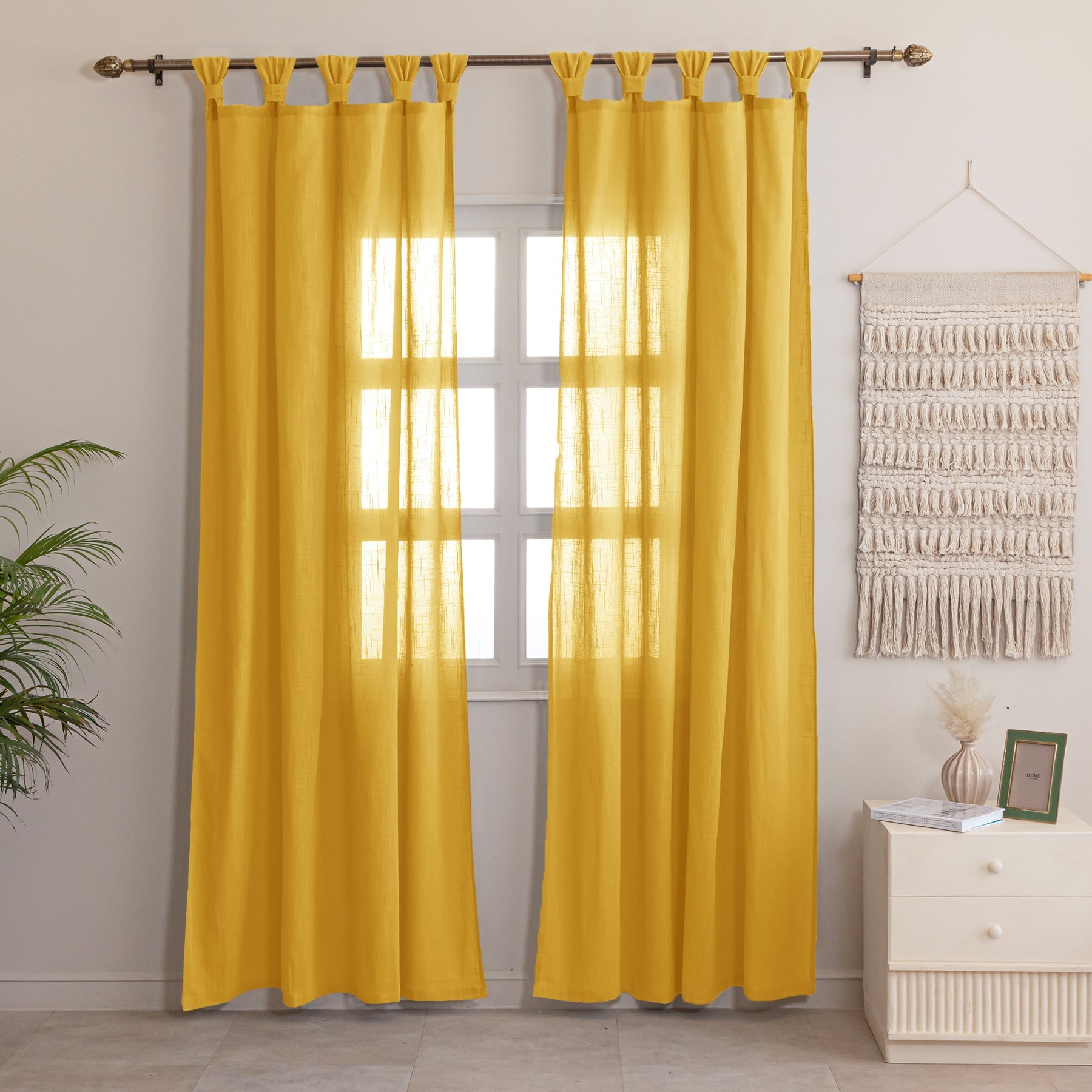 Fort Absolute - Twist Tab Top Sheer Curtain (Yellow)-1