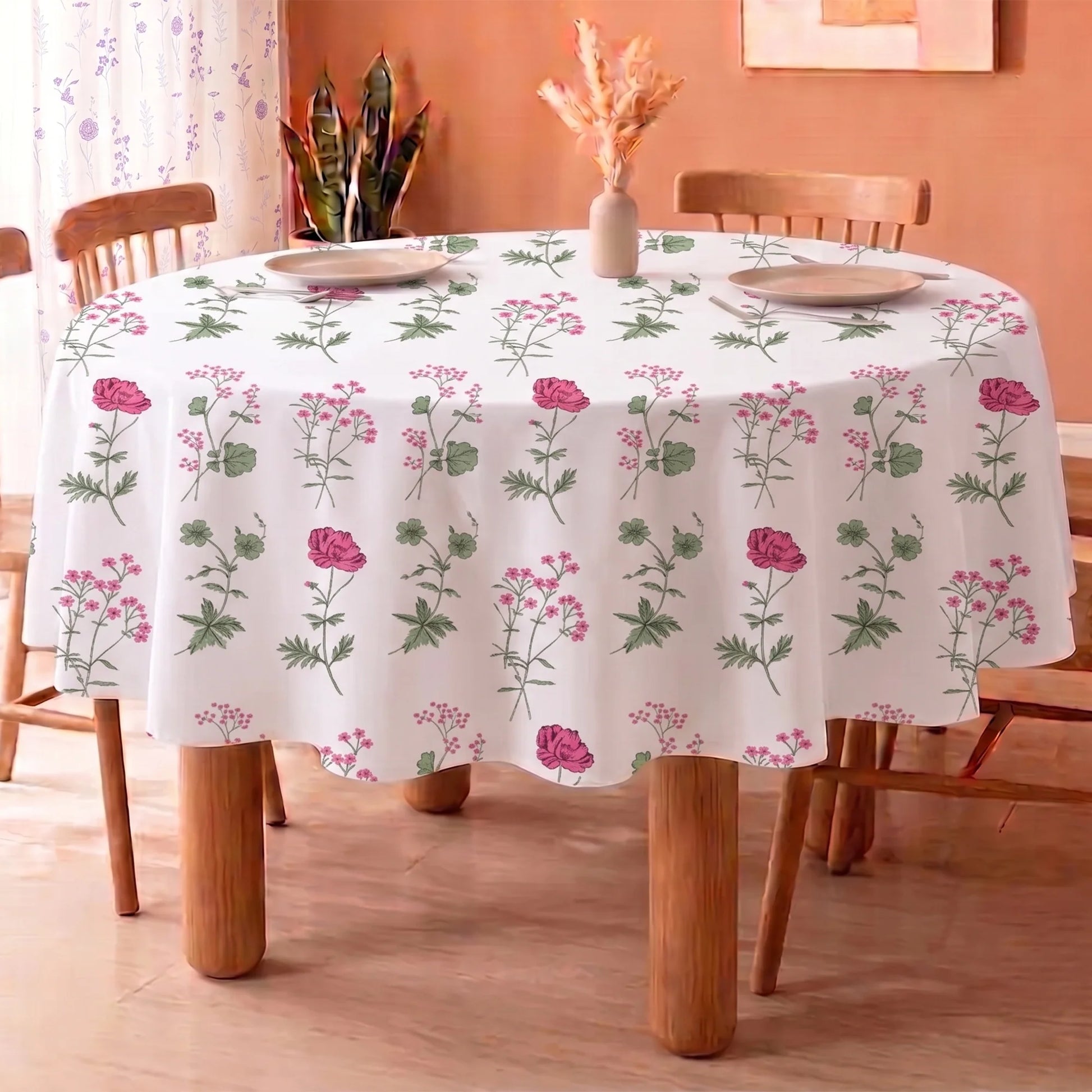Cotton Floral Dining Table Cover ( Multicolor)-3