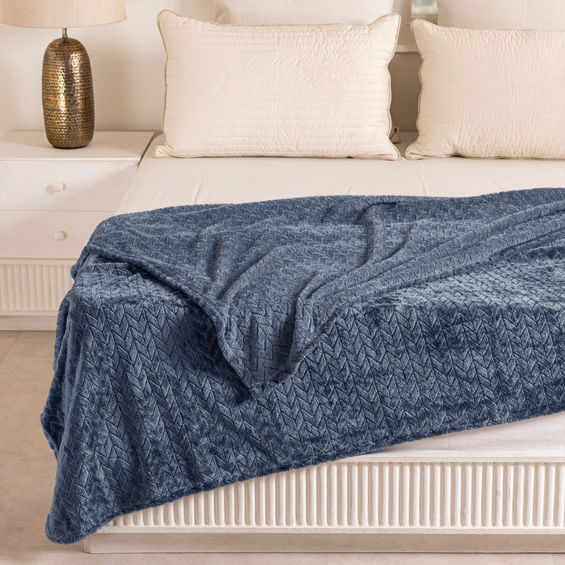Fort Mellow - Wave Plush Blanket (Frost Blue)-2