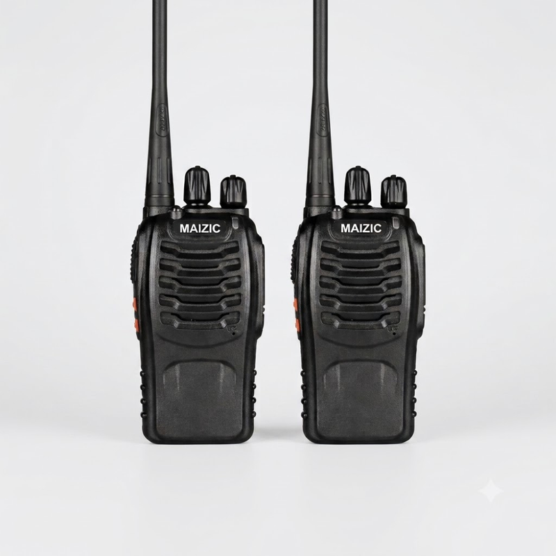 Maizic Smarthome Portable Walkie Talkie Set | 5 KM Long Range Two-Way Radio | 16 Channel 27MHz CB Radio | Rechargeable Handheld Communication Device for Security, Hiking & Travel (Black, Pack of 2)