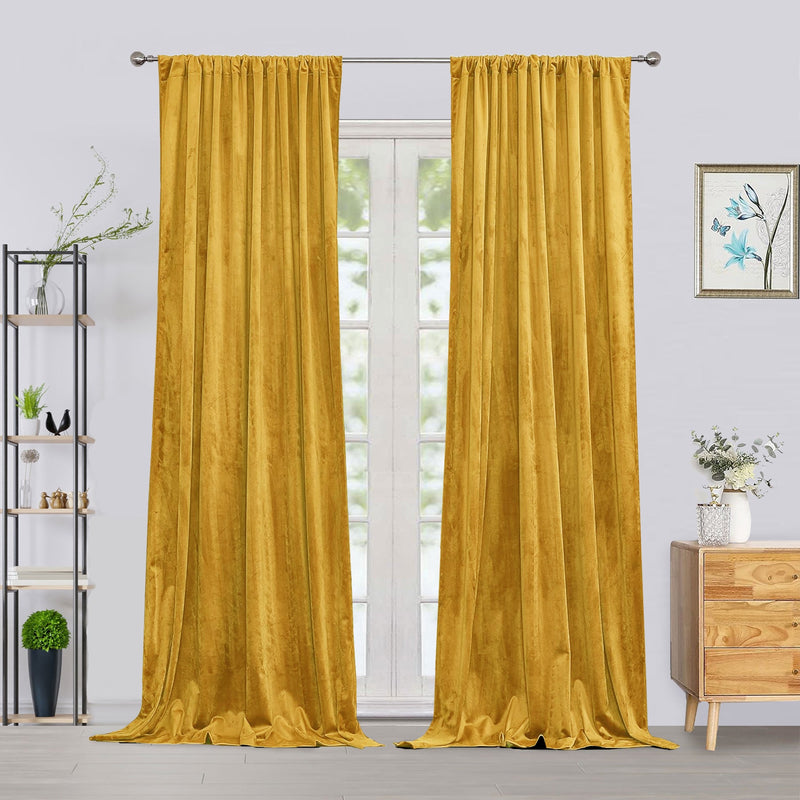 Fort Royal - Rod Pocket Velvet Curtain (Yellow)-1