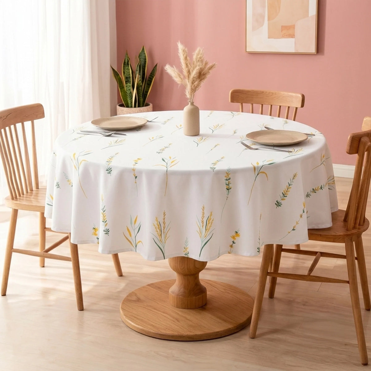 Cotton Leafscape Dining Table Cover (Yellow & Green)-3