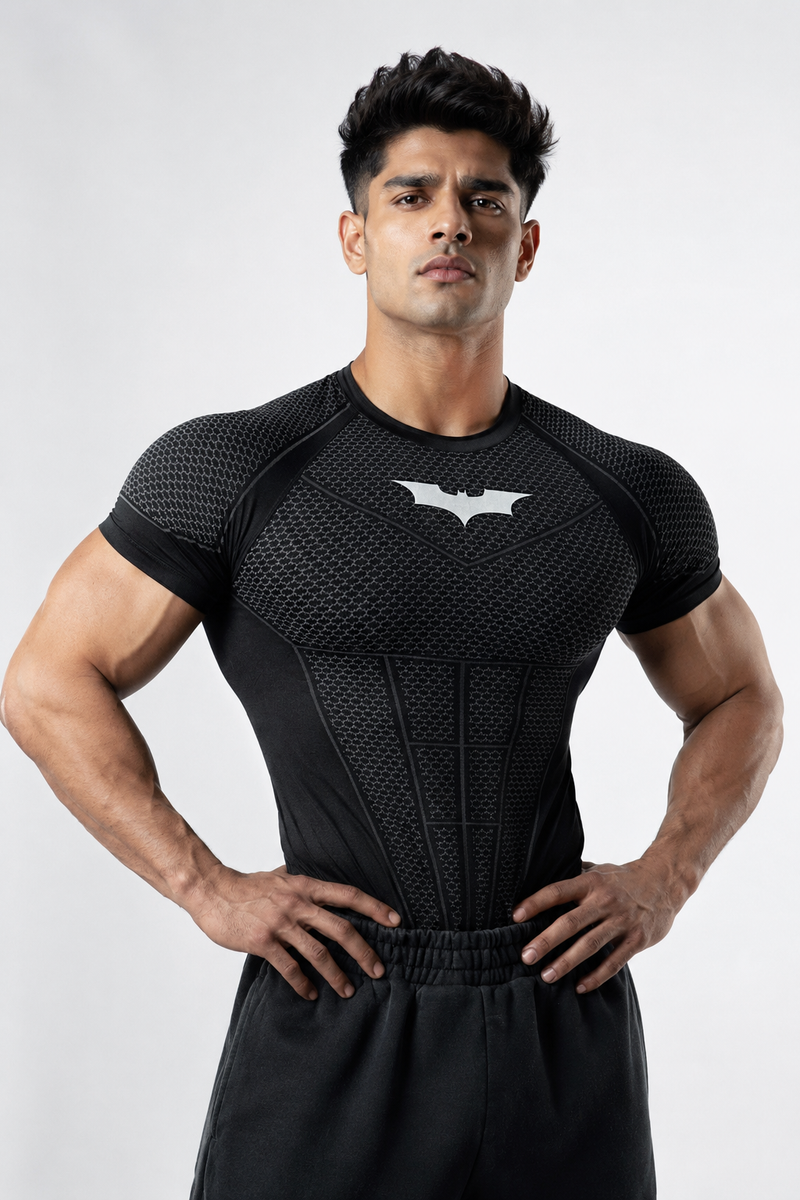 Black - Bat Abs - Cotton Lycra Compression