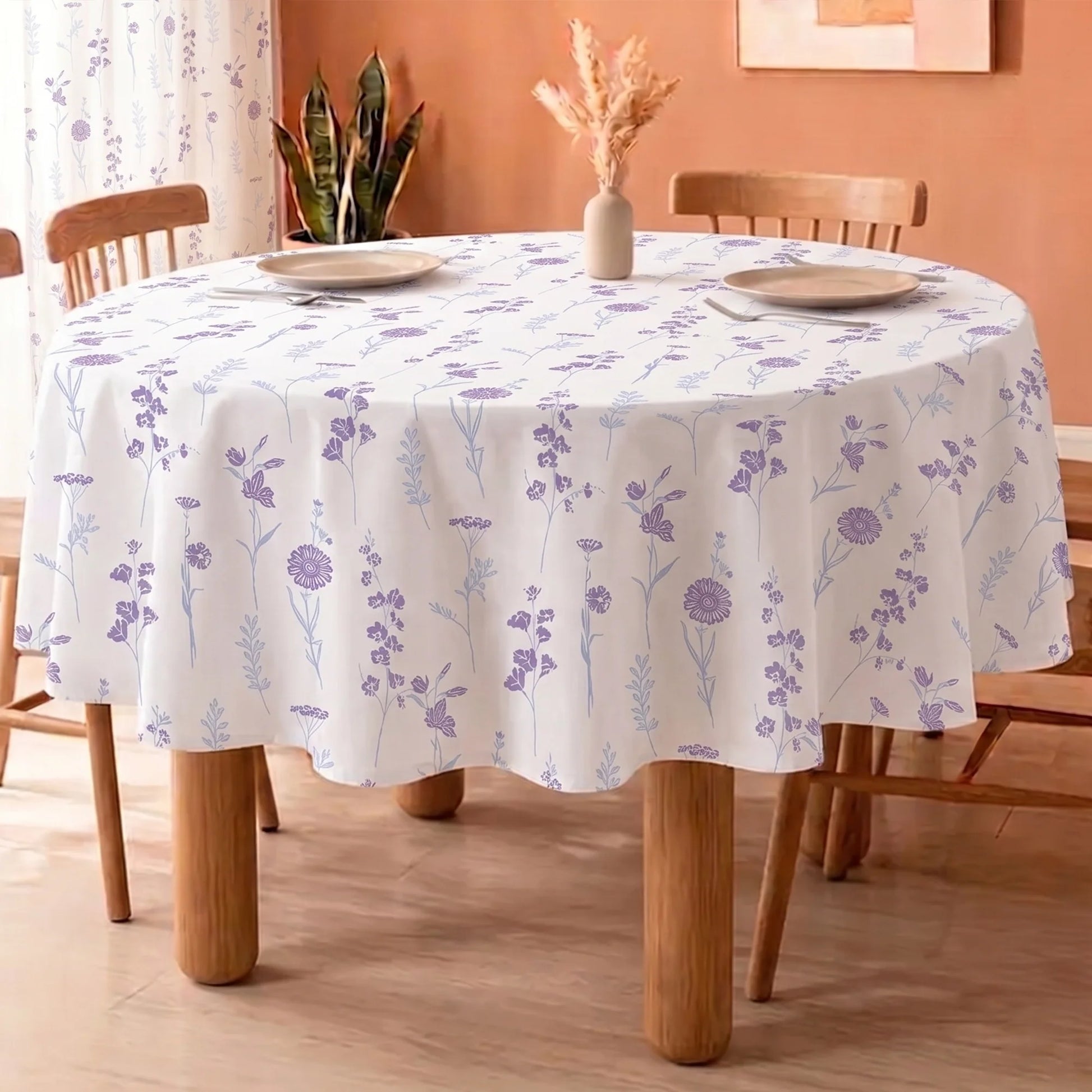 Cotton Premium Dining Table Cover (Blue & Purple)-2