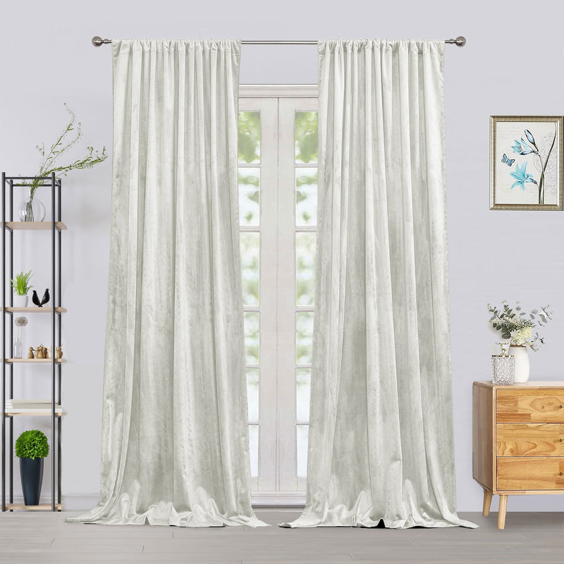Fort Royal - Rod Pocket Velvet Curtain (White)-1