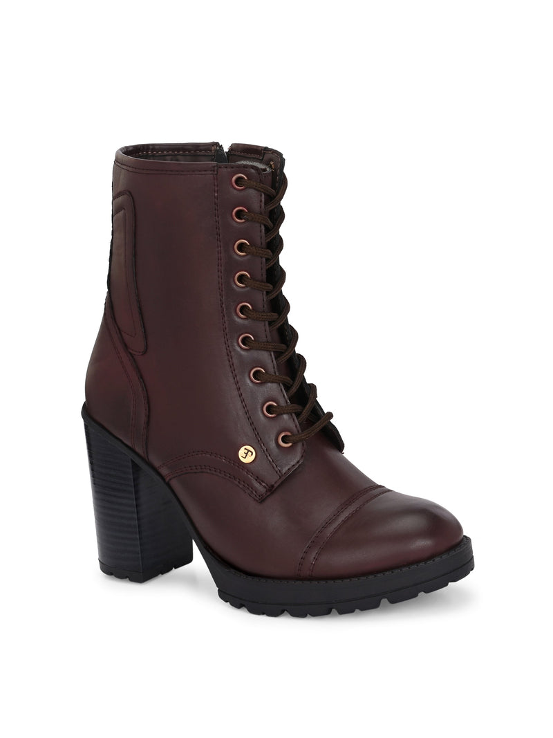 EL PASO Women Faux Leather Casual Lace Up Boots-9