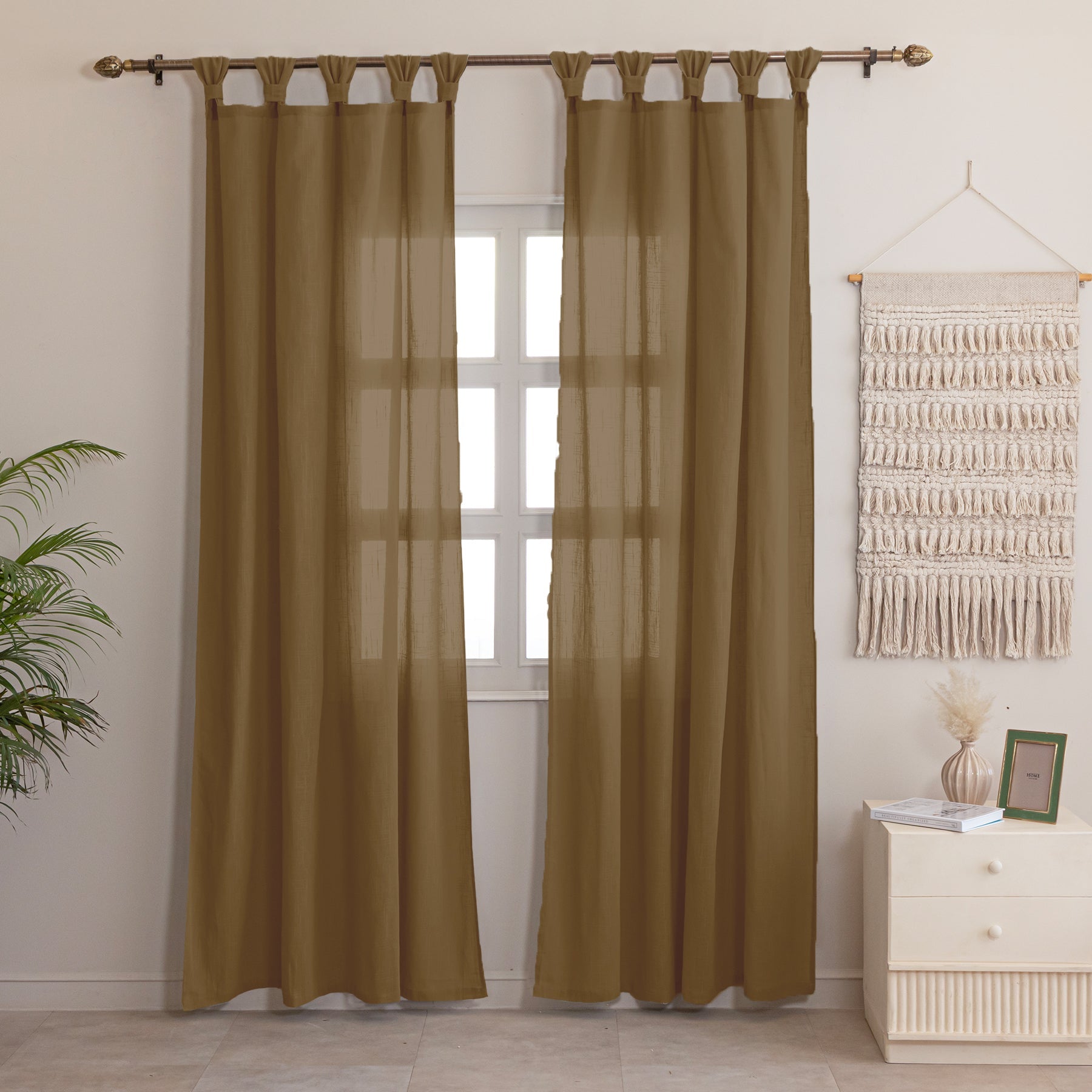Fort Absolute - Twist Tab Top Sheer Curtain (Dark Brown)-1