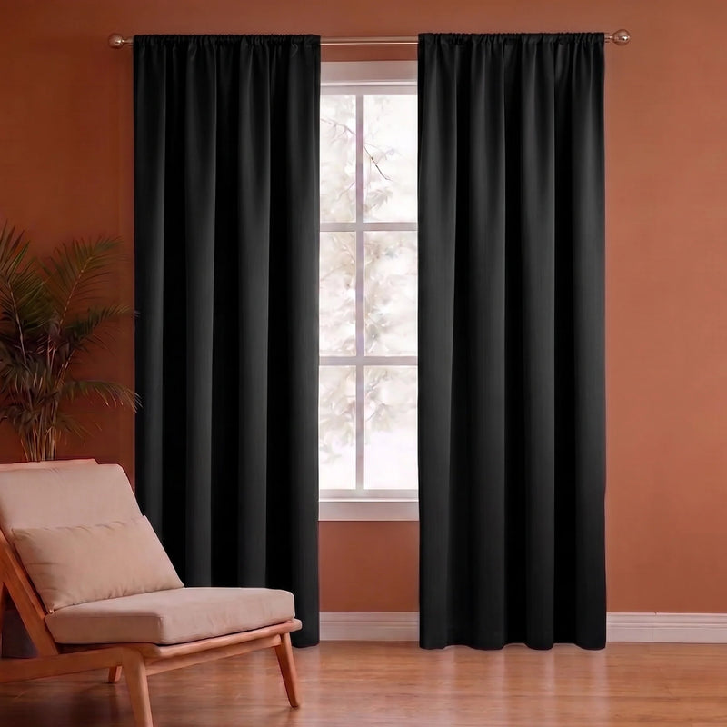 Fort Essential - Rod Pocket Blackout Curtain (Black)-1