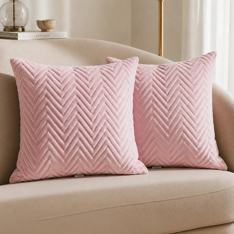 Fort Sawtooth - Quilted Velvet Cushion Cover (Baby Pink)-1