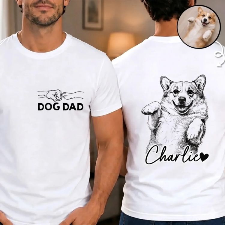 Pet Portrait T-Shirt | Custom Sketch Tee with Pet Name-1